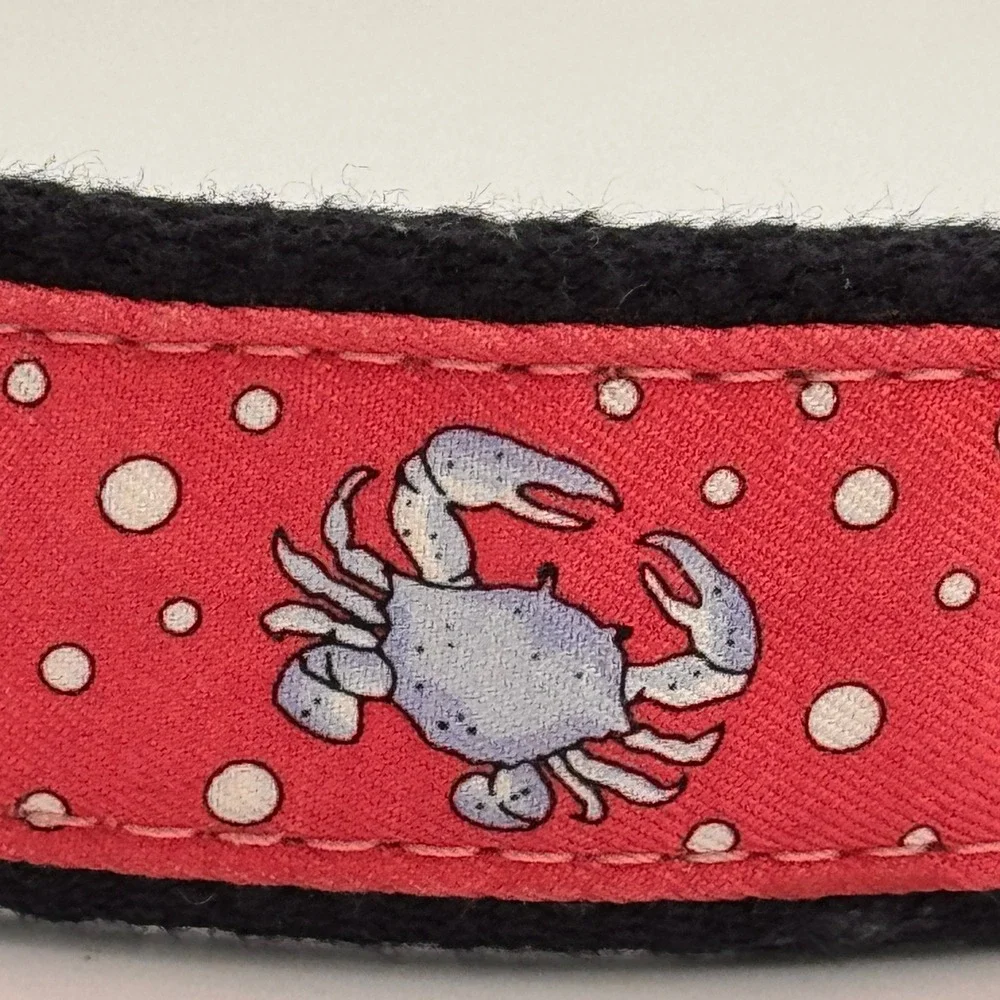 Vineyard Vines Kids Bright Pink Crab Canvas Leather Club Belt Size 24 USA Boys